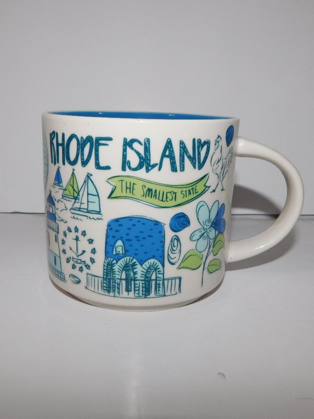 2022 Starbucks Rhode Island Been There Series Coffee Mug 14 oz Blue White Ltd Ed
